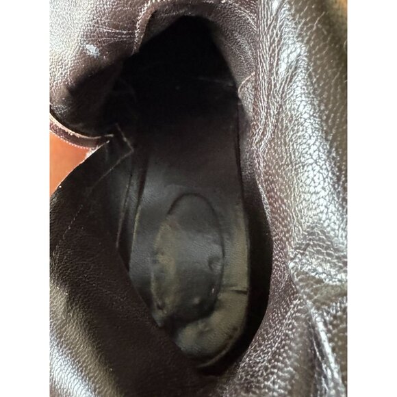 90s Vintage VIC MATIE Brown Leather Square Toe Block Heeled Ankle Boots Size 6.5 - Picture 12 of 14